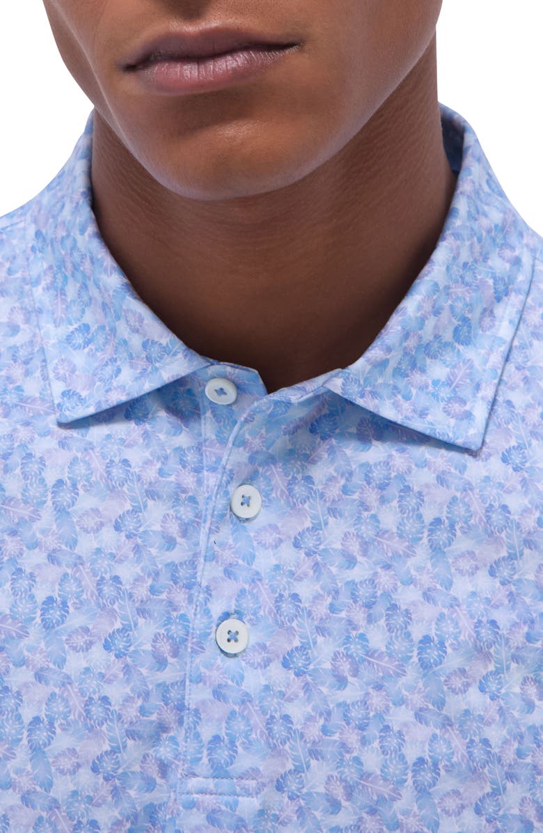 Bugatchi Victor OoohCotton<sup>®</sup> Leaf Print Polo, Alternate, color, Ice
