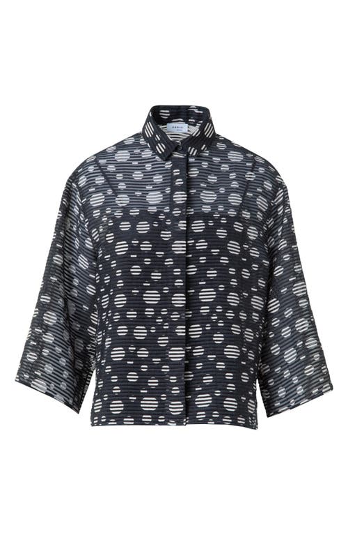 Akris Punto Circle Print Burnout Stripe Boxy Shirt
