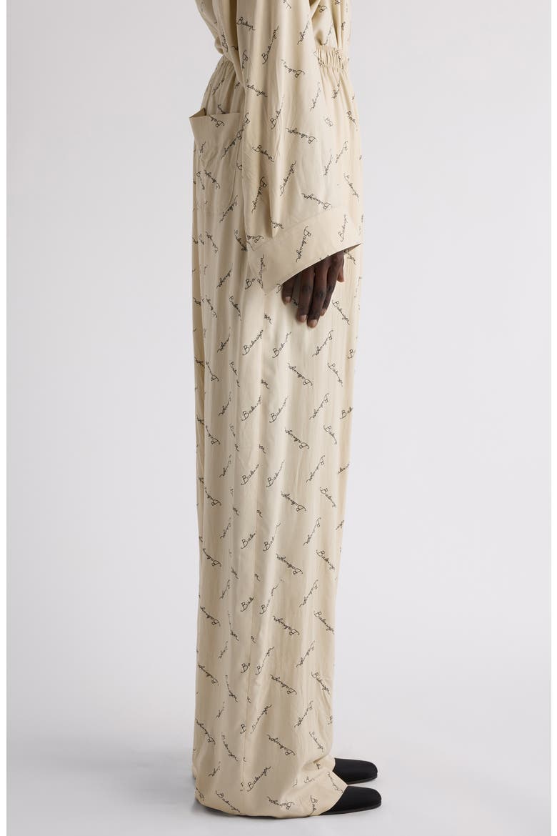 Logo Jacquard Pajama Pants, Alternate, color, 9711 LIGHT BEIGE/ BLACK