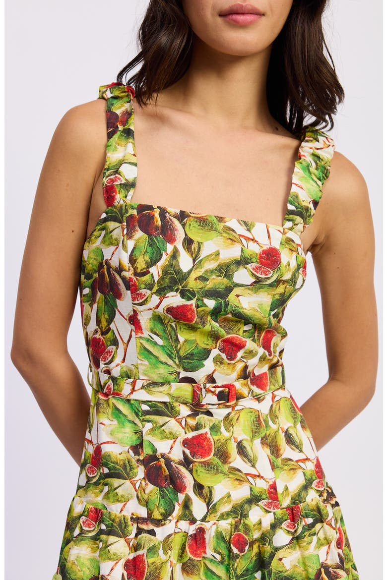 Scottie Fig Print Cotton Blend Midi Dress, Alternate, color, WHITE RED OLIVE