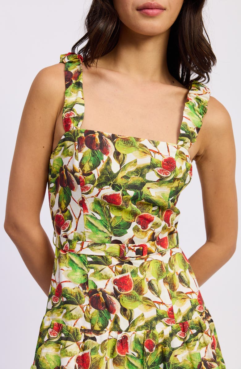 En Saison Scottie Fig Print Cotton Blend Midi Dress, Alternate, color, White Red Olive