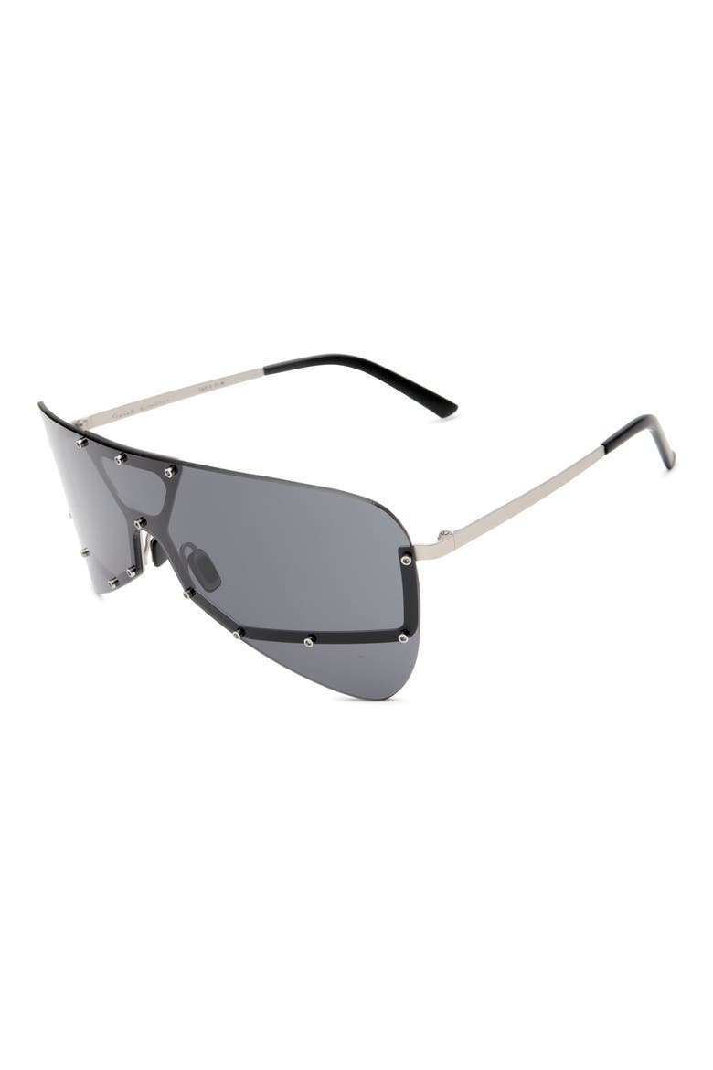 Alright Square Shield Sunglasses, Alternate, color, SILVER TEMPLE/ BLACK LENS