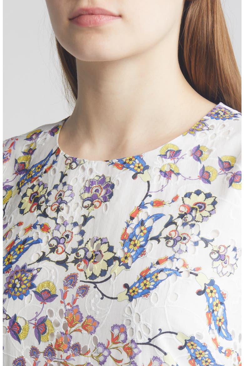 Daniela Floral Embroidered Cotton Dress, Alternate, color, IVORY MULTI