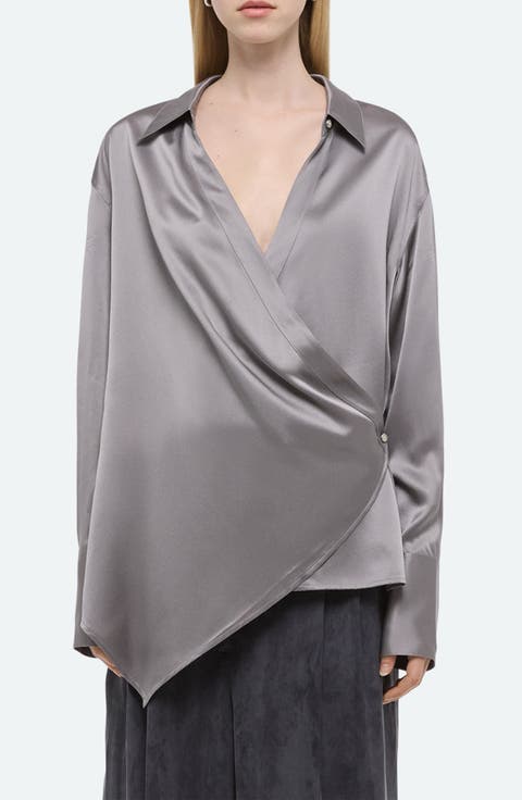 Wrap Front Silk Shirt
