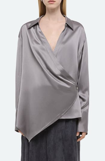 Helmut Lang Wrap Front Silk Shirt | Nordstrom