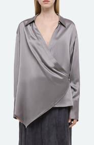 Helmut Lang Wrap Front Silk Shirt (Women) | Nordstromrack