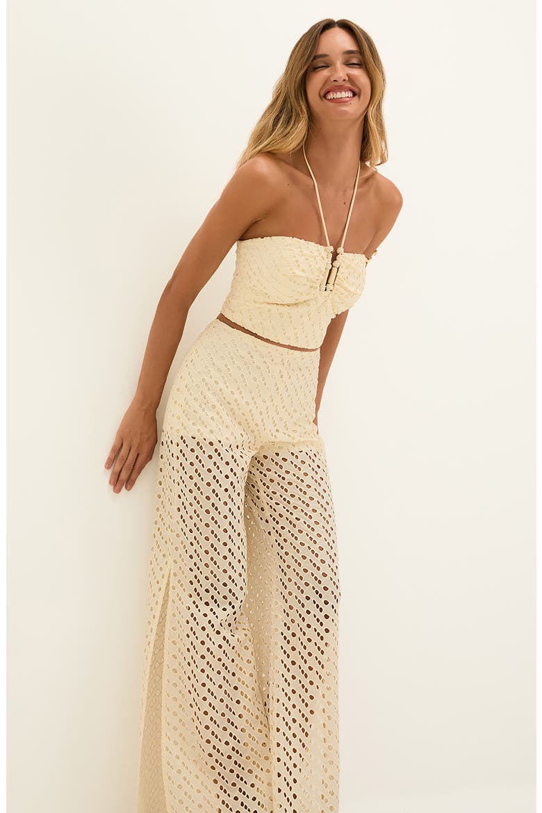 Venice Cotton Broderie Anglaise Cover-Up Pants, Alternate, color, BEIGE MULTI