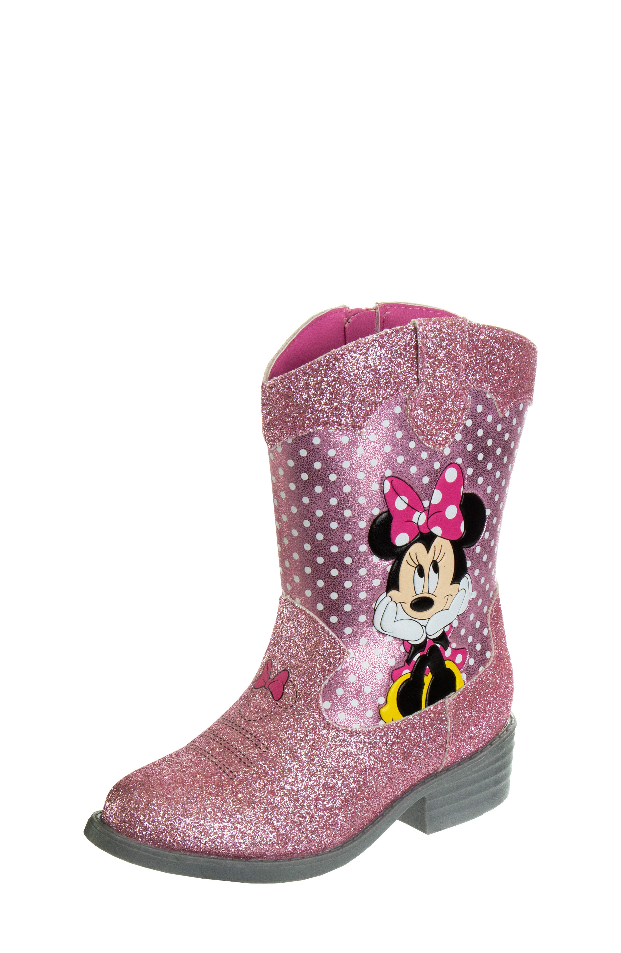JOSMO Kids
 Disney Minnie Mouse Western Boot, Alternate, color, Pink Glitter
