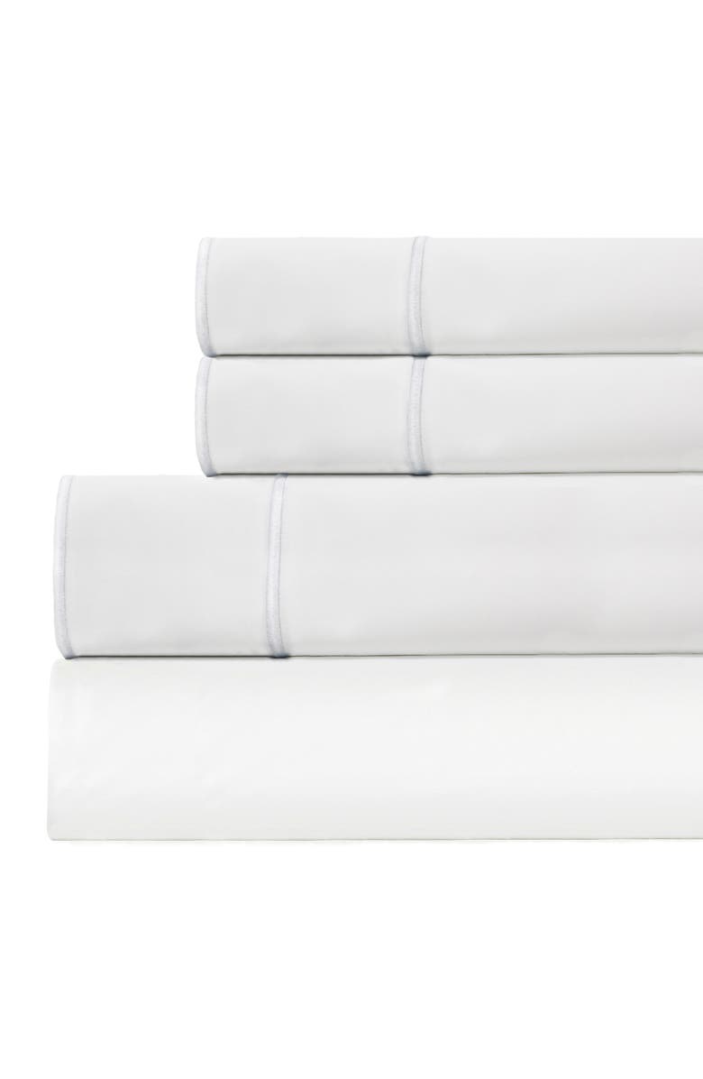 MELANGE HOME Framed 600 Thread Count Sateen Sheet Set, Main, color, White/ White