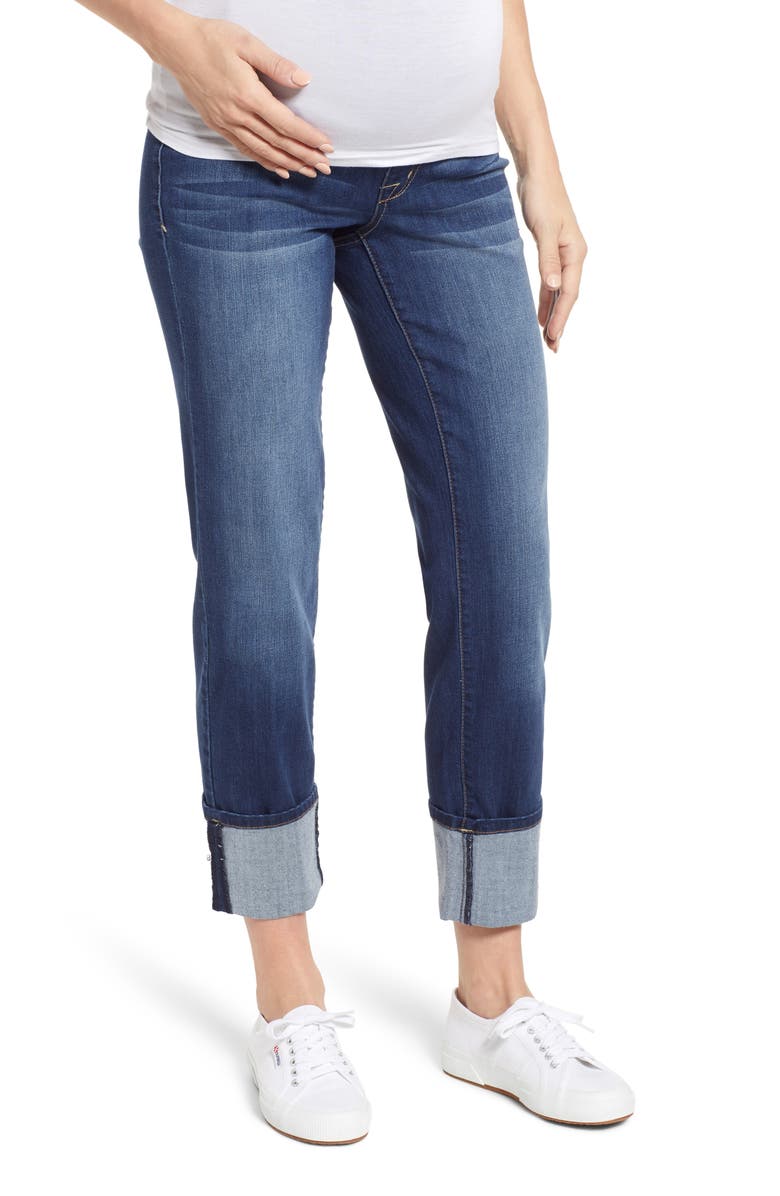 1822 Denim Cuff Straight Leg Maternity Jeans, Main, color,