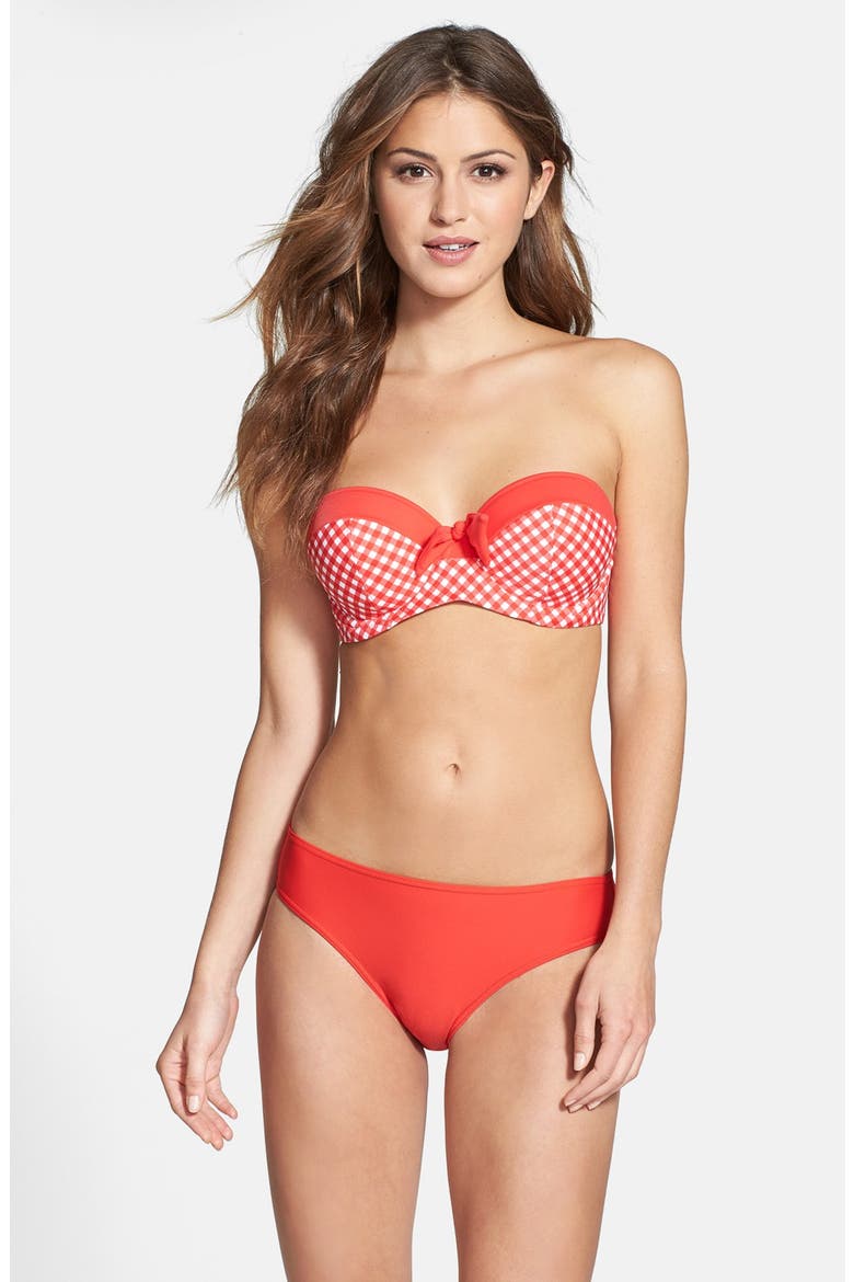 'Tootsie' Underwire Bandeau Bikini Top, Alternate, color, POPPY CHECK