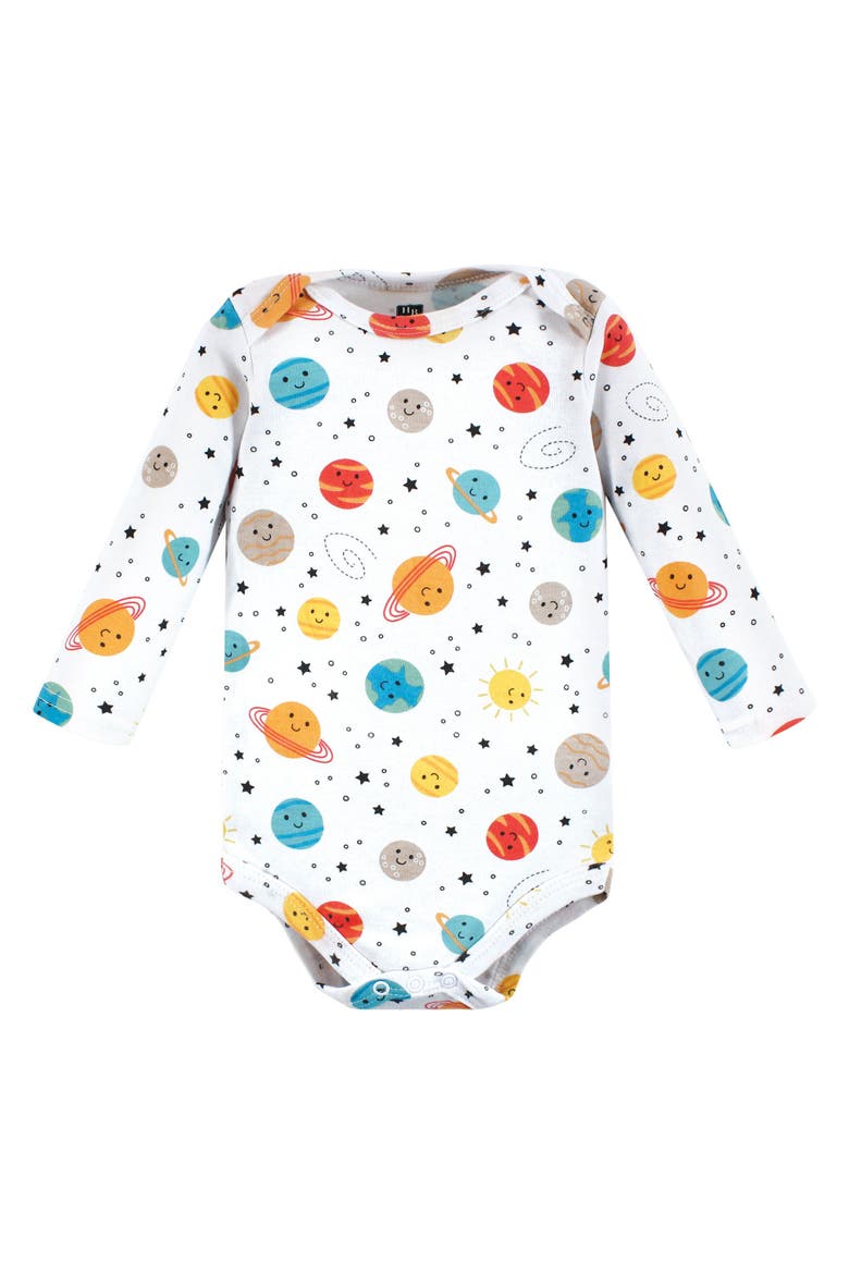 Cotton Long-Sleeve Bodysuits 7-Pack, Alternate, color, Happy Planets 7-Pack