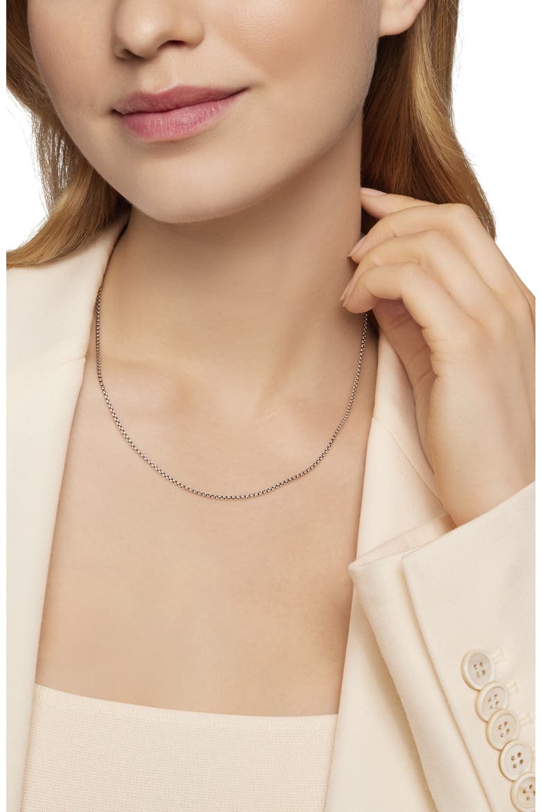 Box Chain Necklace in Sterling Silver with 14K Yellow Gold Accent, 1.7mm, Alternate, color, METALLIC SILVER