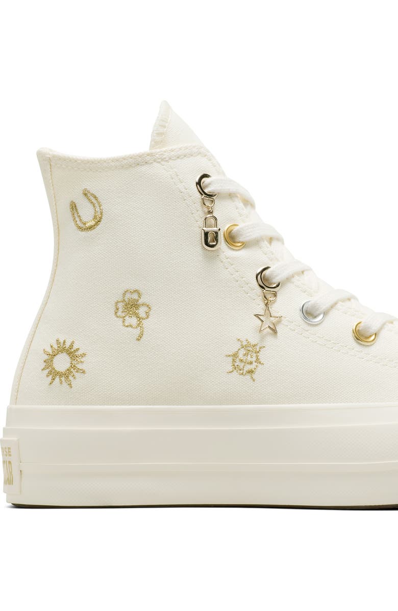 Converse Chuck Taylor<sup>®</sup> All Star<sup>®</sup> High Top Sneaker, Alternate, color, Egret/ Gold/ Silver