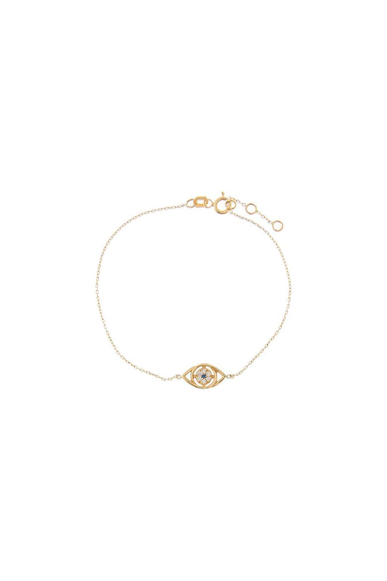 Diamond Pave Colored Evil Eye Bracelet 14K, Main, color, 14K Gold
