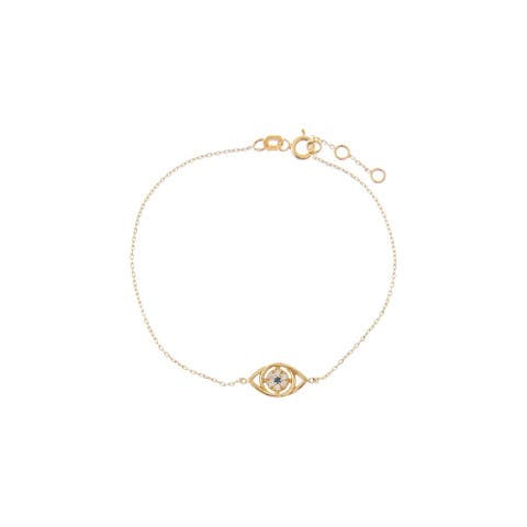 Diamond Pave Colored Evil Eye Bracelet 14K