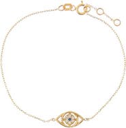 BY ADINA EDEN Diamond Pave Colored Evil Eye Bracelet 14K