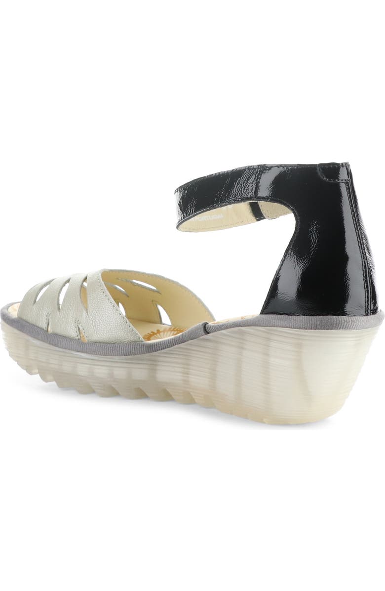 Fly London Yelu Platform Wedge Sandal, Alternate, color, Light Silver/ Black