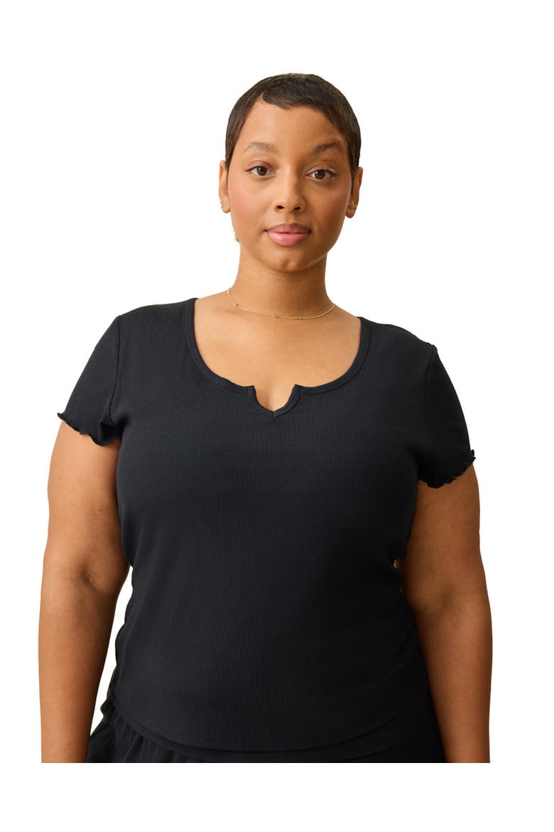 Ribbed Modal Notched Nursing T-Shirt, Main, color, Black