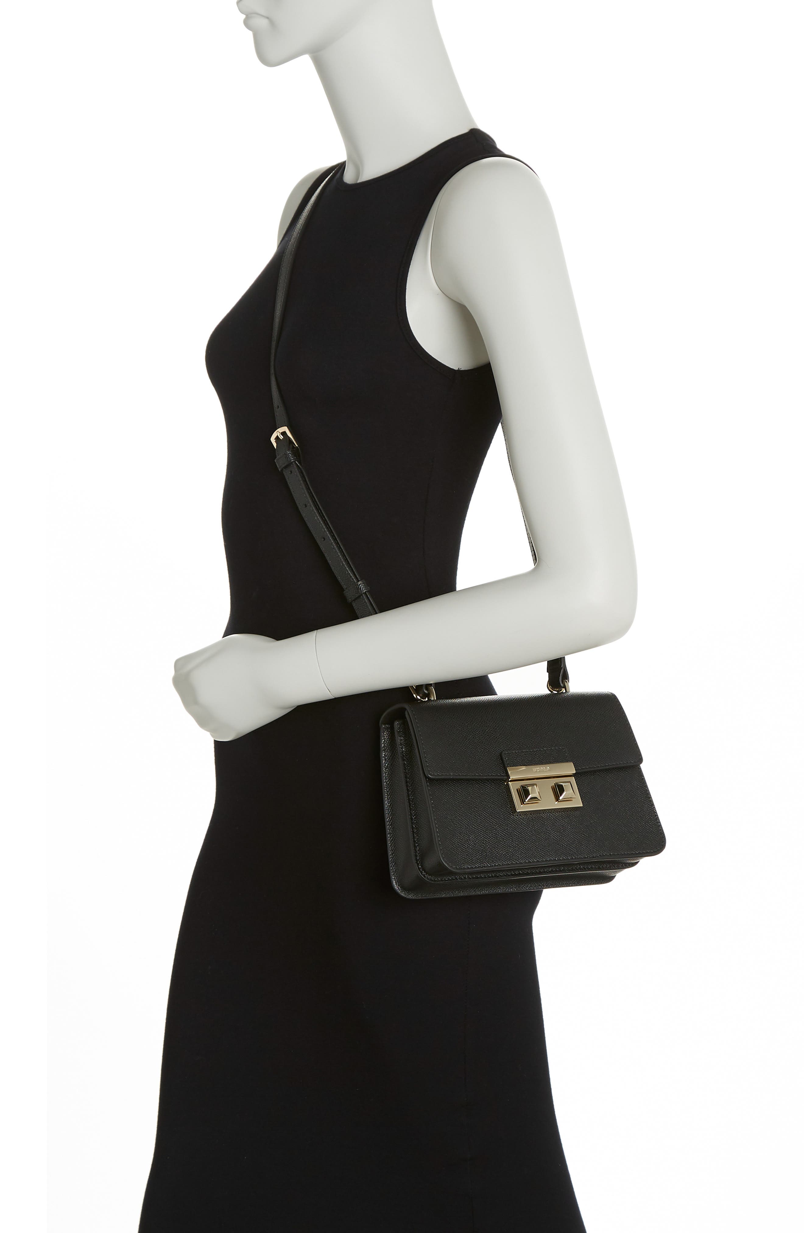 Furla Bella Mini Top Handle Satchel, Alternate, color, Nero