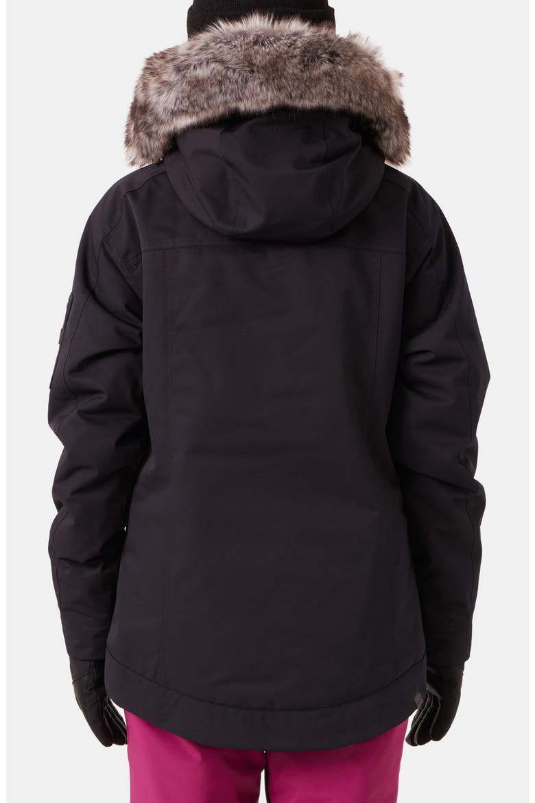 Meade Hooded Snow Jacket with Faux Fur Trim, Alternate, color, BLACK