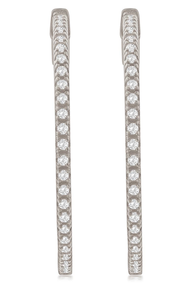 Rose Cubic Zirconia Hoop Earrings, Alternate, color, WHITE