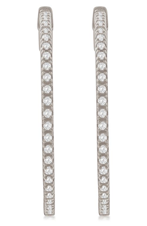 Suzy Levian Rose Cubic Zirconia Hoop Earrings