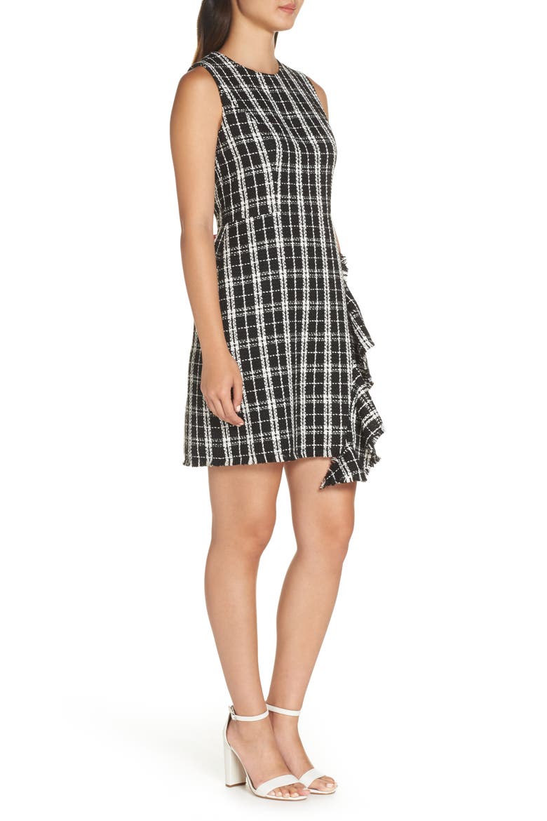 Tweed Sheath Dress, Alternate, color, BLACK- WHITE PLAID