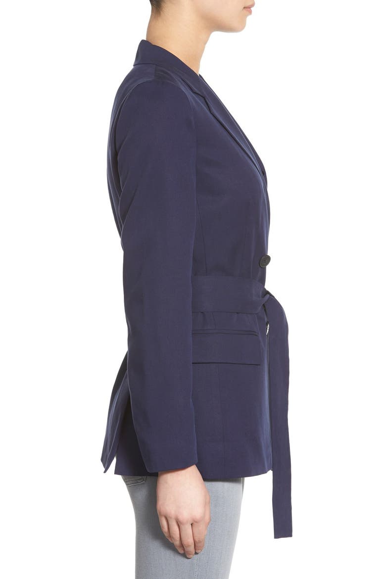 Belted Double Breasted Blazer, Alternate, color, EVENING NAVY