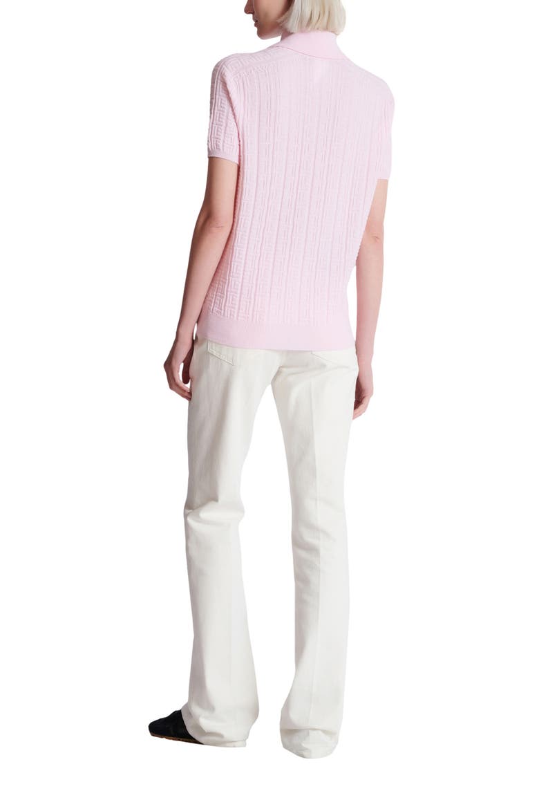 Monogram knit polo, Alternate, color, pink