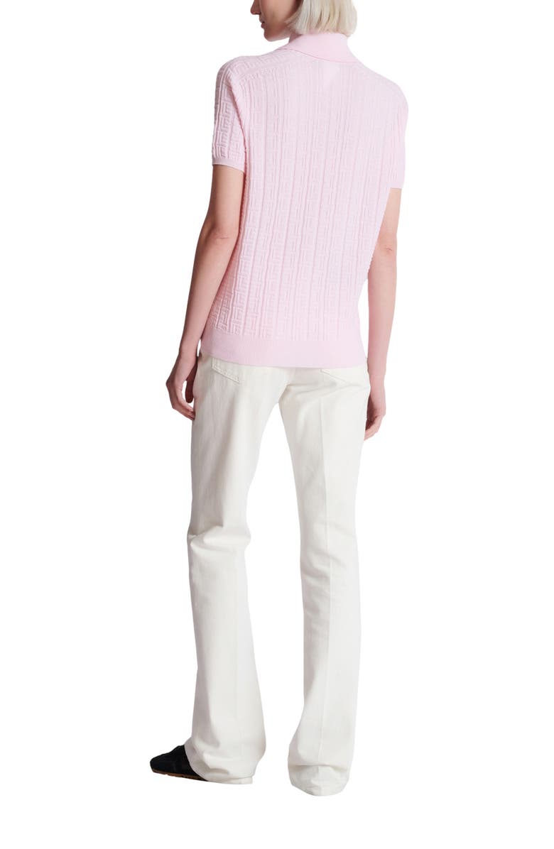 Balmain Monogram knit polo, Alternate, color, Pink
