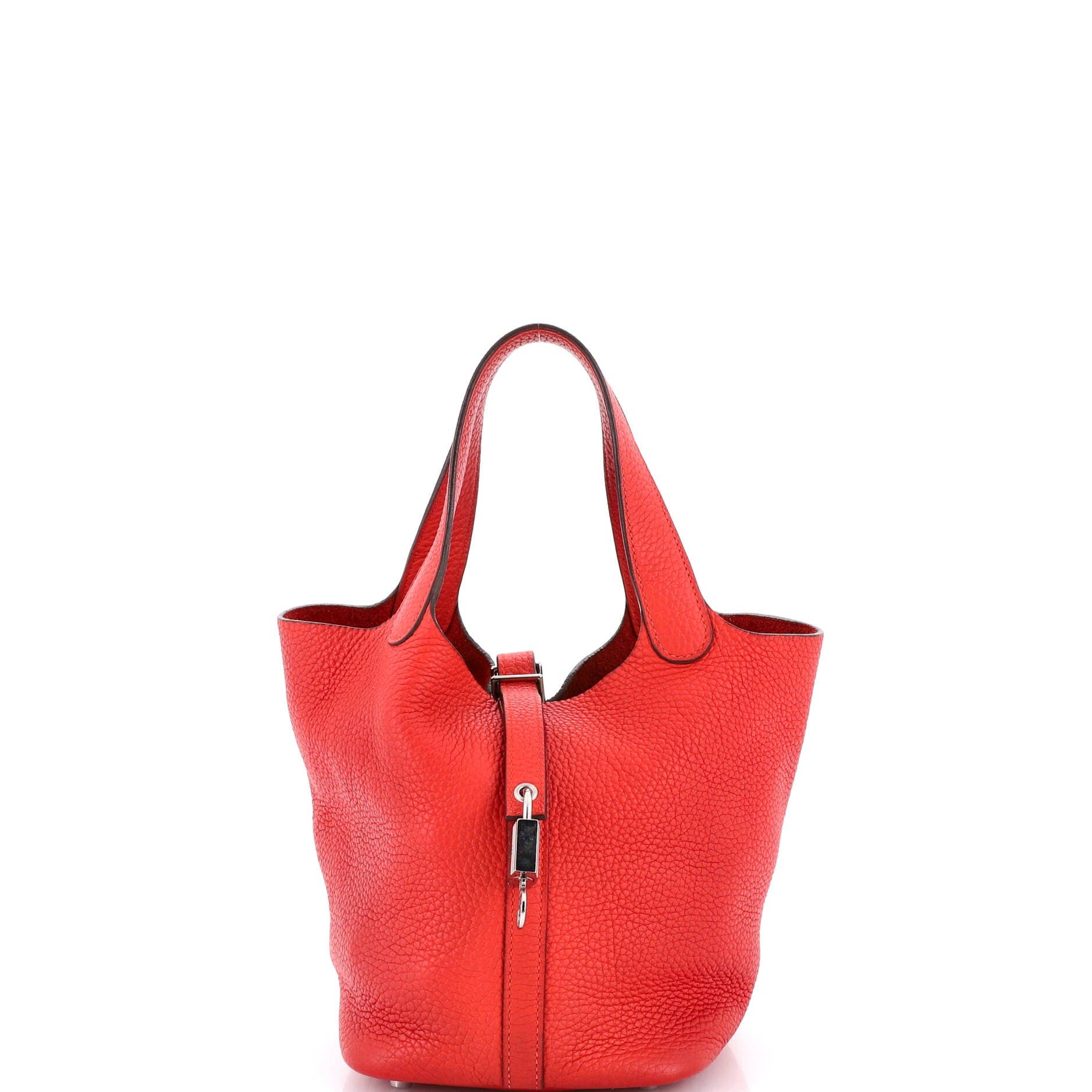 Pre-Owned Hermes Picotin Lock Bag Clemence PM, Main, color, Rouge Tomate