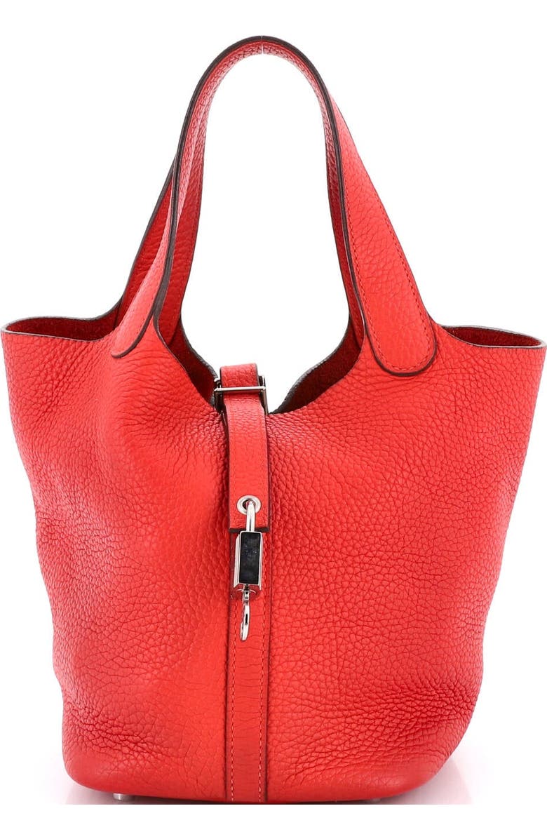 Pre-Owned Hermes Picotin Lock Bag Clemence PM, Main, color, Rouge Tomate