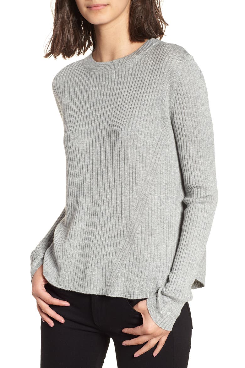 Easy Ribbed Sweater, Main, color, GREY MEDIUM HEATHER