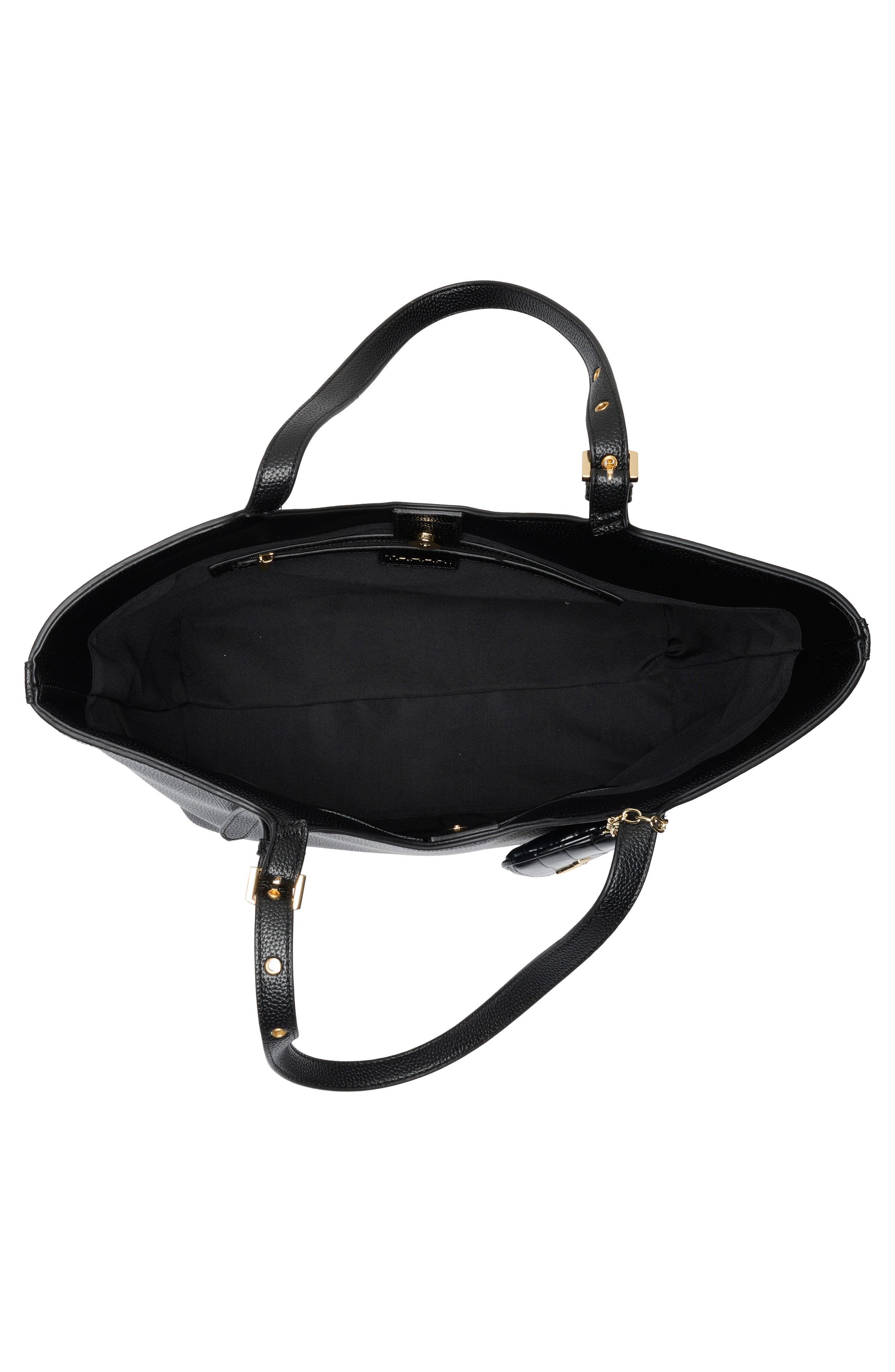 Amelie Faux Leather Bucket Tote, Alternate, color, BLACK