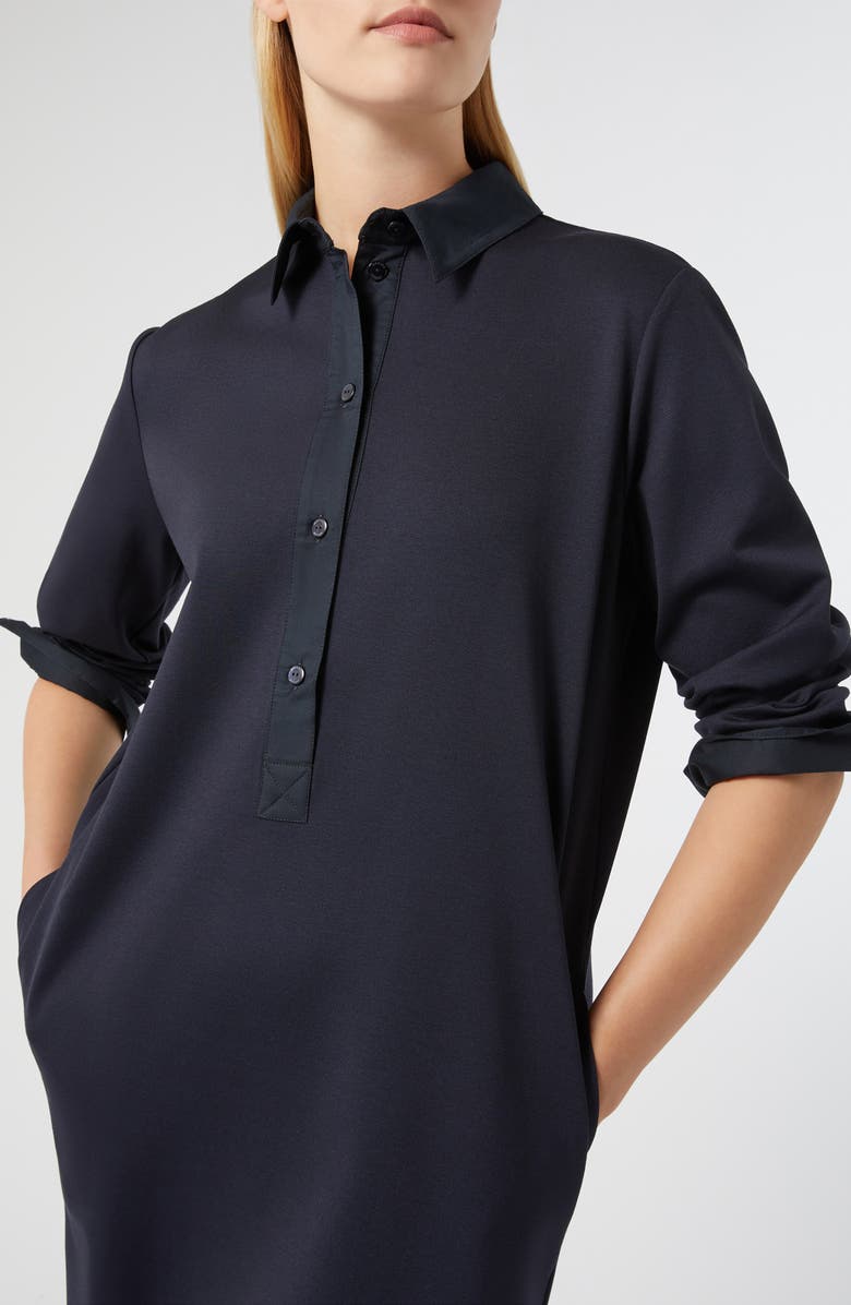 Marina Rinaldi Stadio Long Sleeve Jersey Shirtdress, Alternate, color, Navy