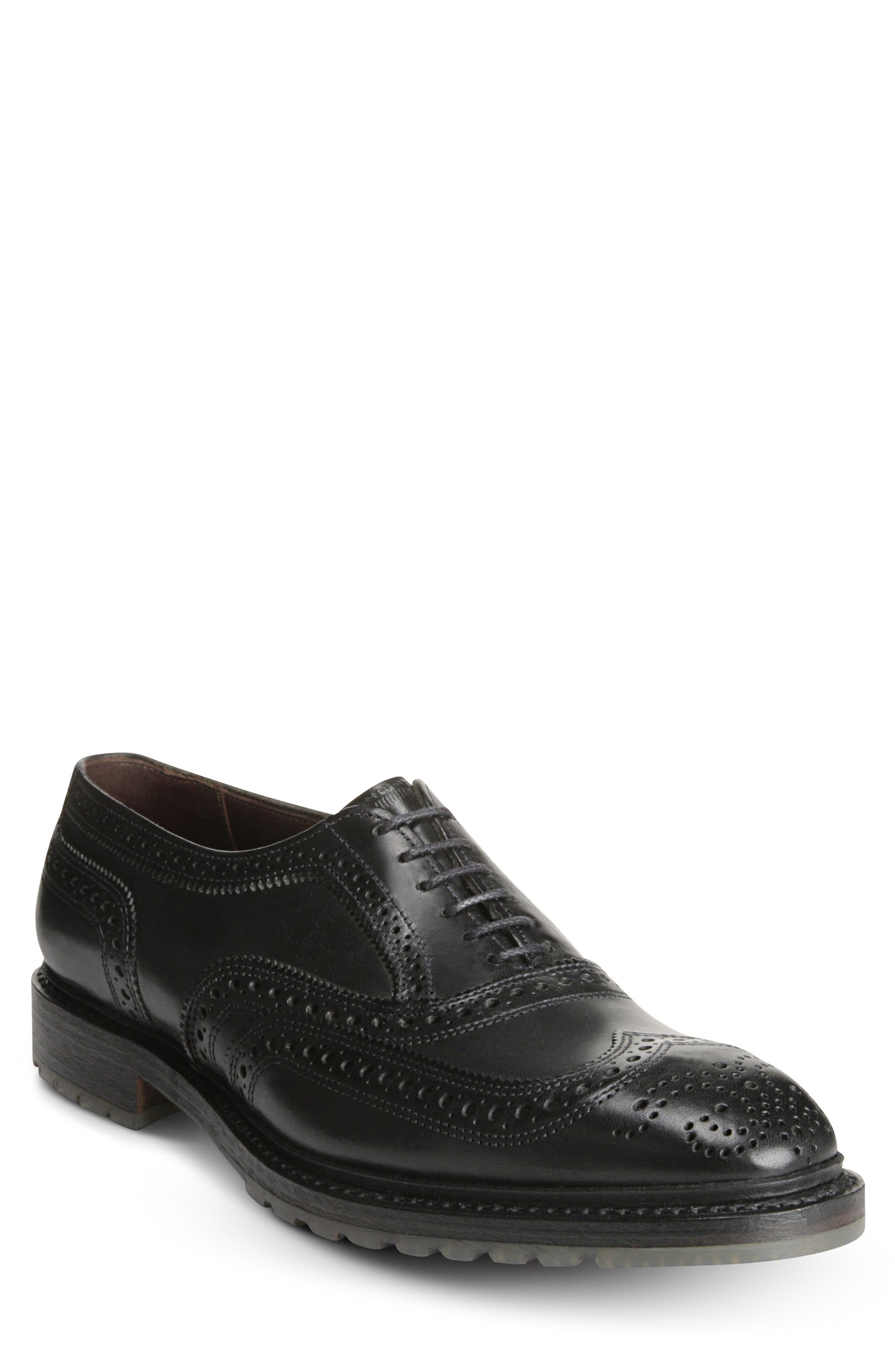 McTavish Lugged Wingtip Oxford, Main, color, BLACK