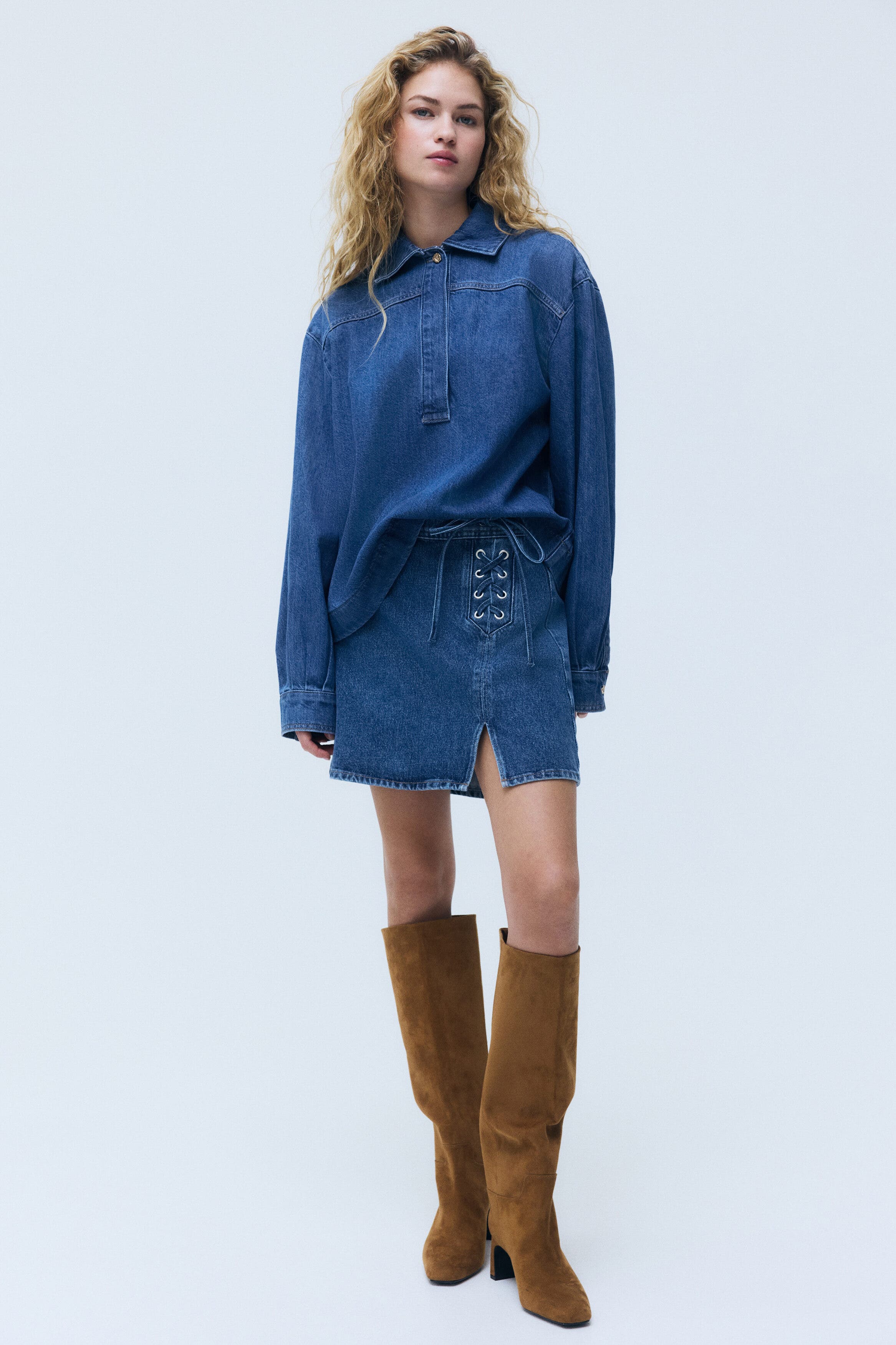 Denim pullover shirt - image 2