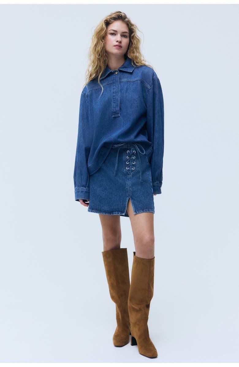 H&M Denim Popover Shirt, Alternate, color, Denim Blue