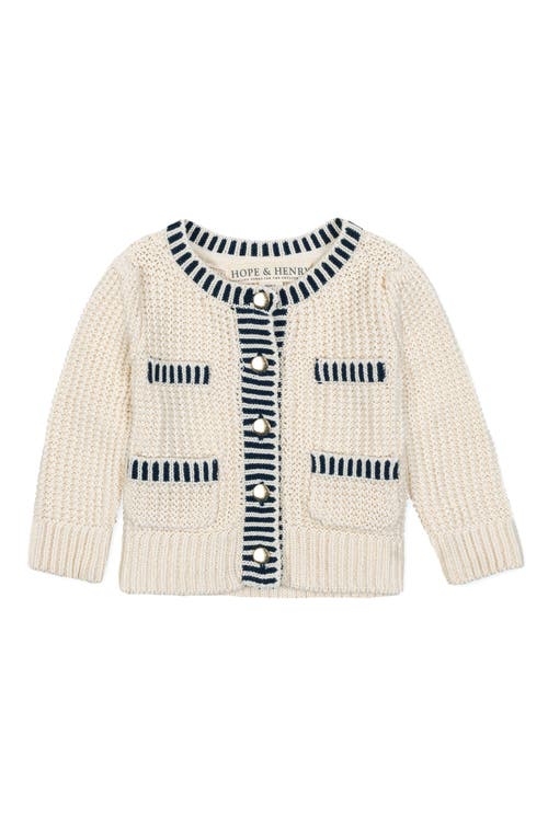 Hope & Henry Organic Puff Sleeve Textured Cardigan Sweater In Multi