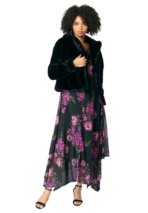 Plus Size Cropped Faux Fur Shrug