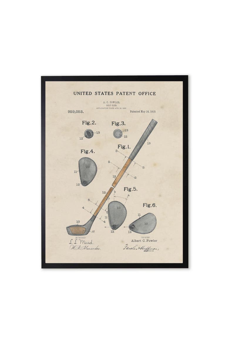 Golf Club Patent in Black Frame, Main, color, Multi
