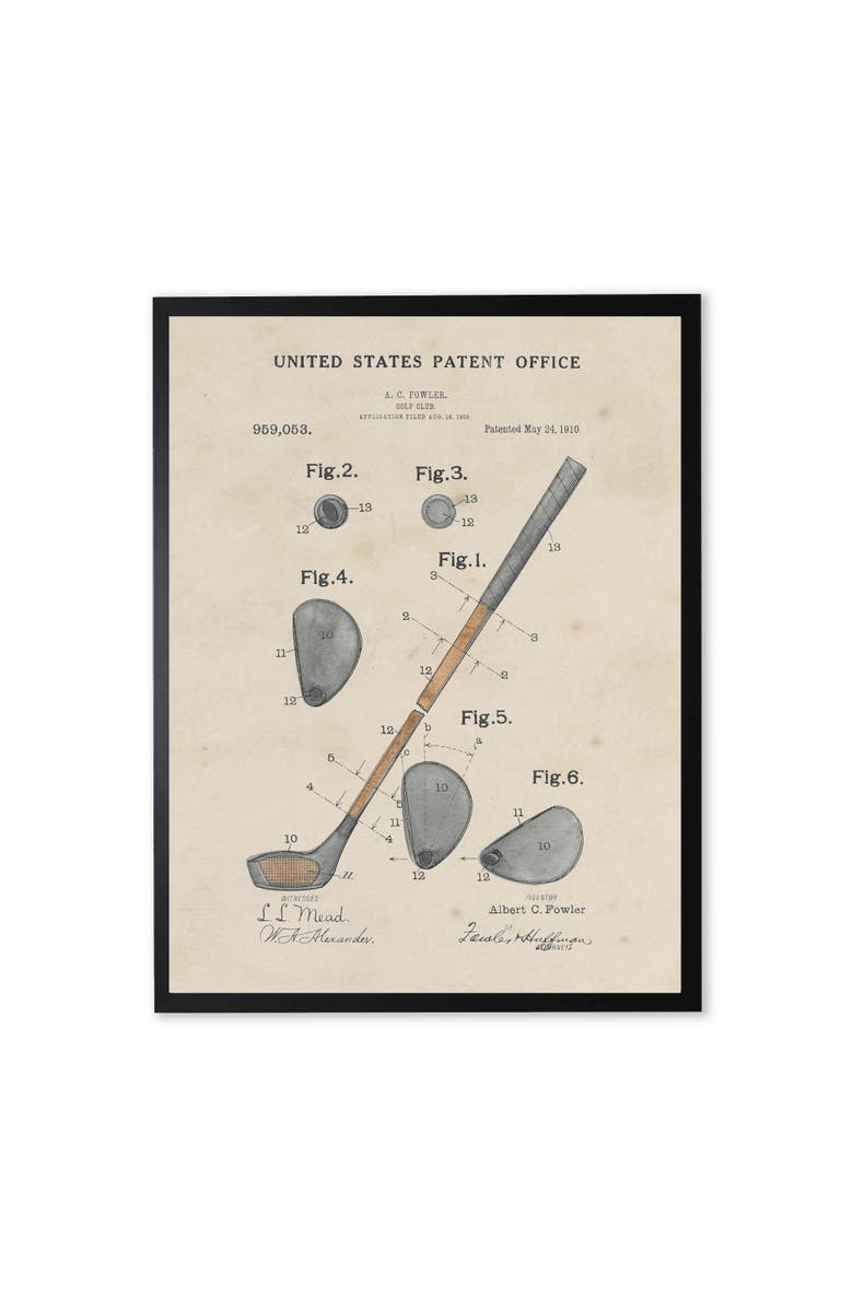 Antique Curiosities Golf Club Patent in Black Frame, Main, color, Multi