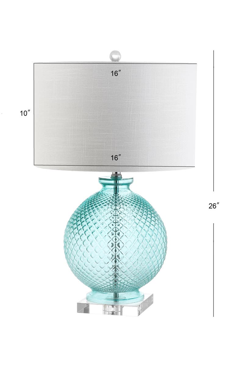 JONATHAN Y Estelle 26" Glass and Crystal LED Table Lamp, Aqua, Alternate, color, Aqua/Clear