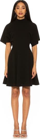 Autumn Mock Neck Fit & Flare Dress
