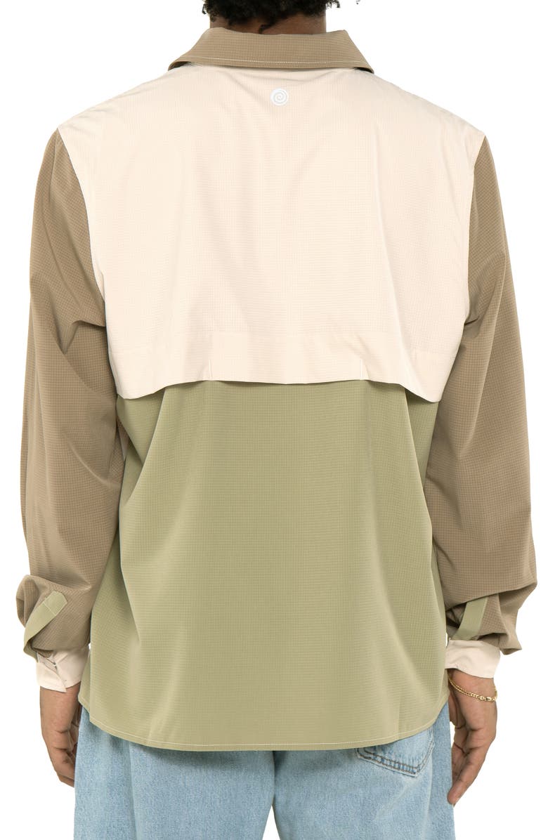 Round Two Colorblock Ripstop Tech Button-Up Shirt, Alternate, color,