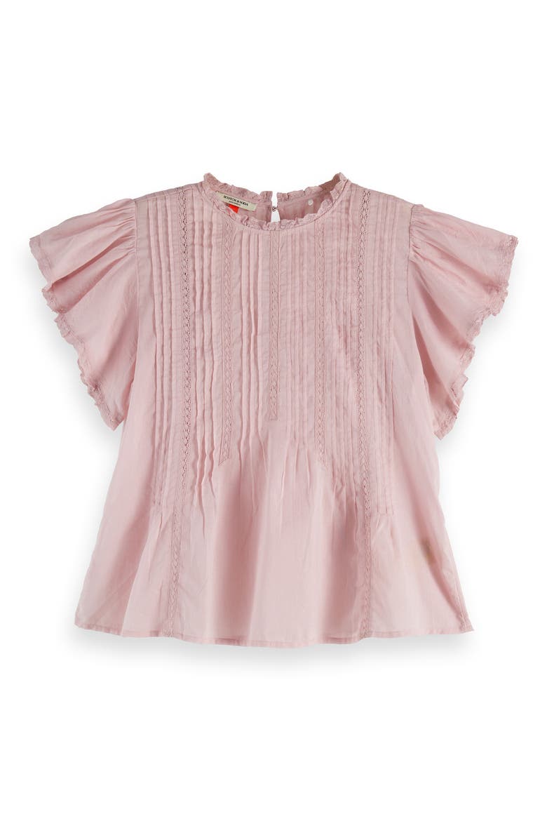 Pintuck Lace Flutter Sleeve Top, Alternate, color, BURNISHED LILAC