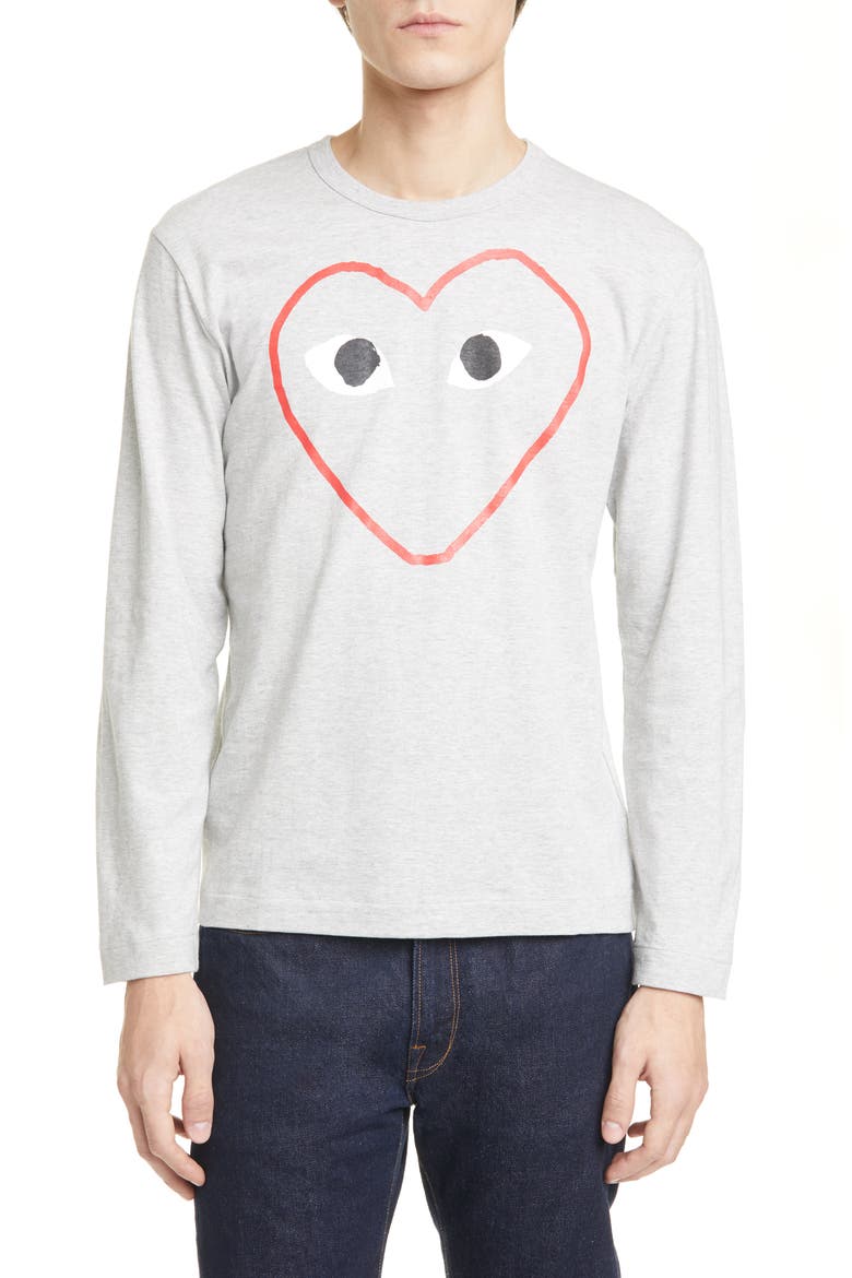 Outline Heart Graphic Tee, Main, color, GREY 1