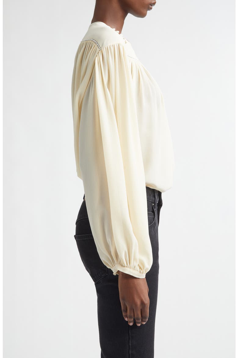 Nuna Beaded Silk Georgette Top, Alternate, color, ECRU