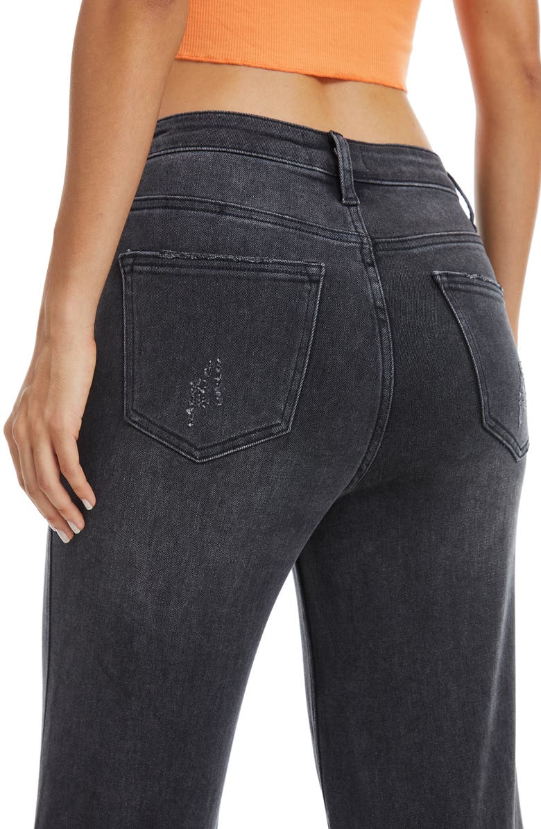 Bayeas High Waist Fray Hem Ankle Wide Leg Jeans, Alternate, color, Washed Black